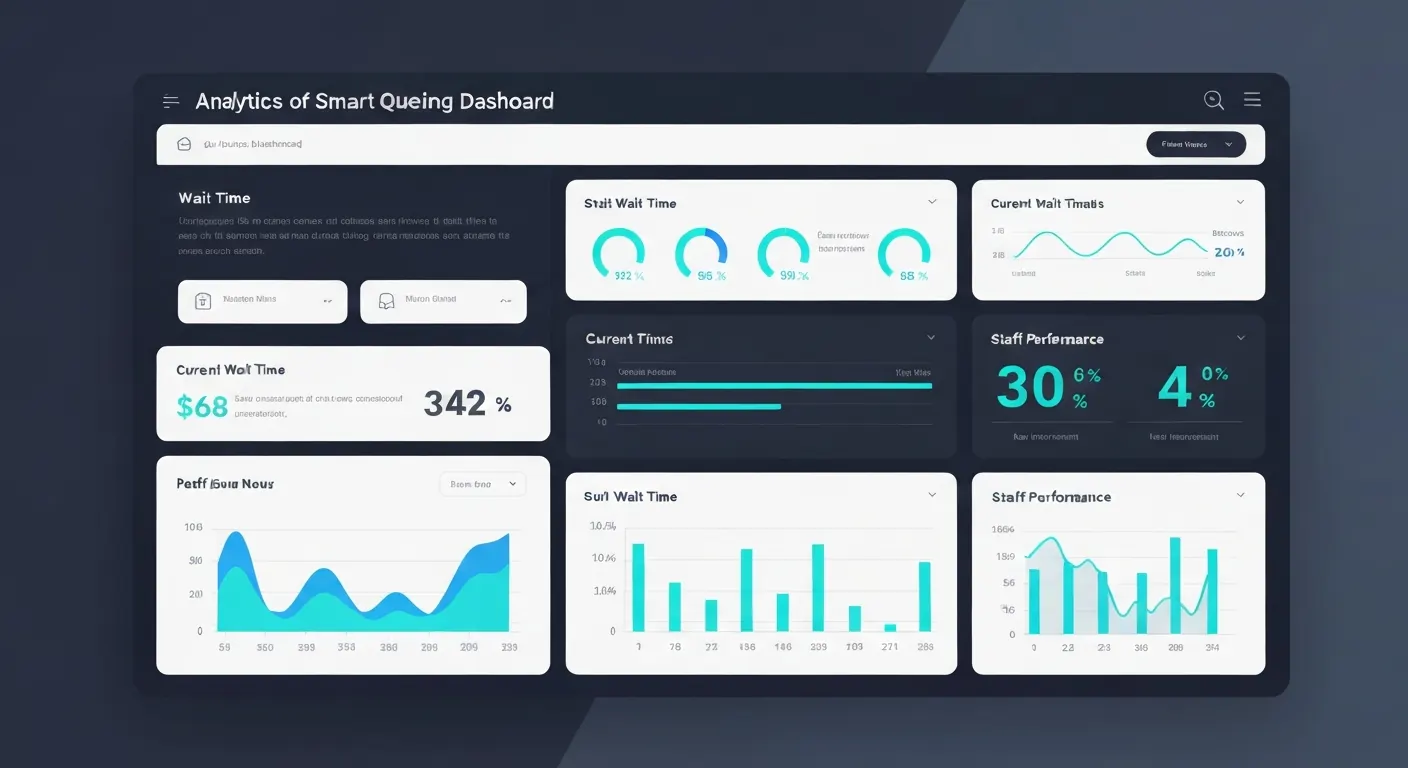 Dashboard showing wait times and peak hours by counter