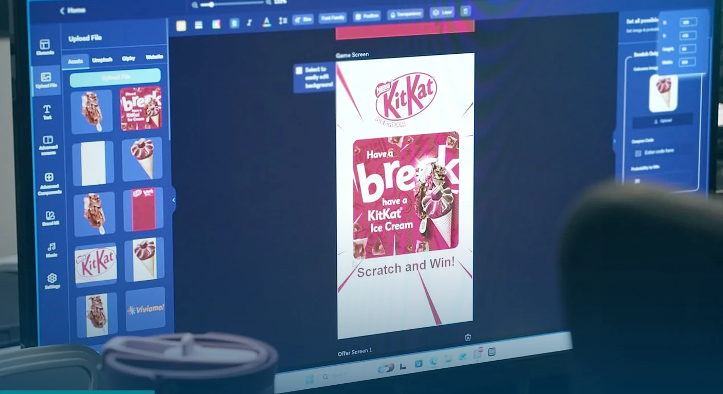 KitKat game screen being designed by the 360 Logix team