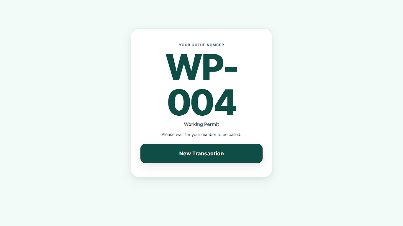 Printed queue ticket with a number