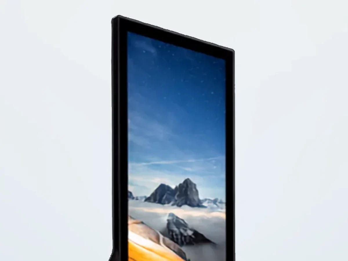 Interactive Touchscreen Kiosk portrait screen, angled close-up