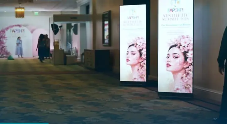 Pair of LED Posters in a hallway at PAPSHPI Aesthetic Summit 2026