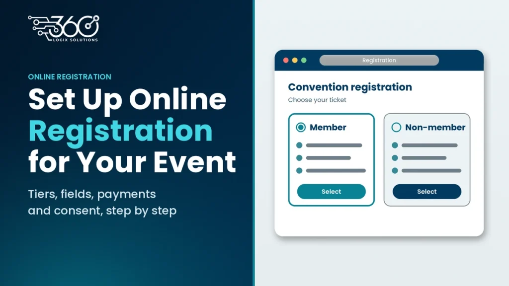Event registration page with member and non-member ticket tiers