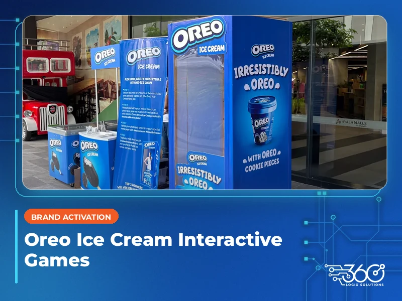 Oreo Stack Up game screen with two Oreo Ice Cream cups stacked on a platform