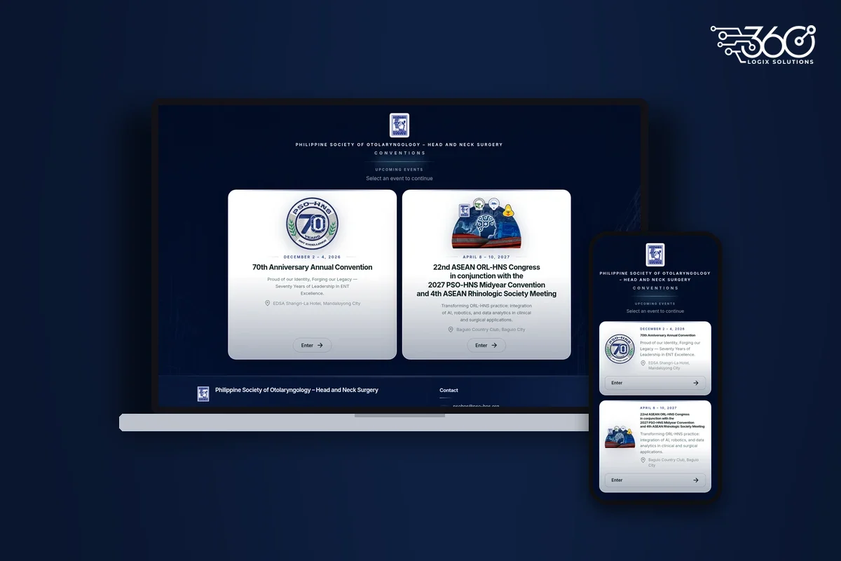 PSO-HNS convention website shown on a laptop and phone